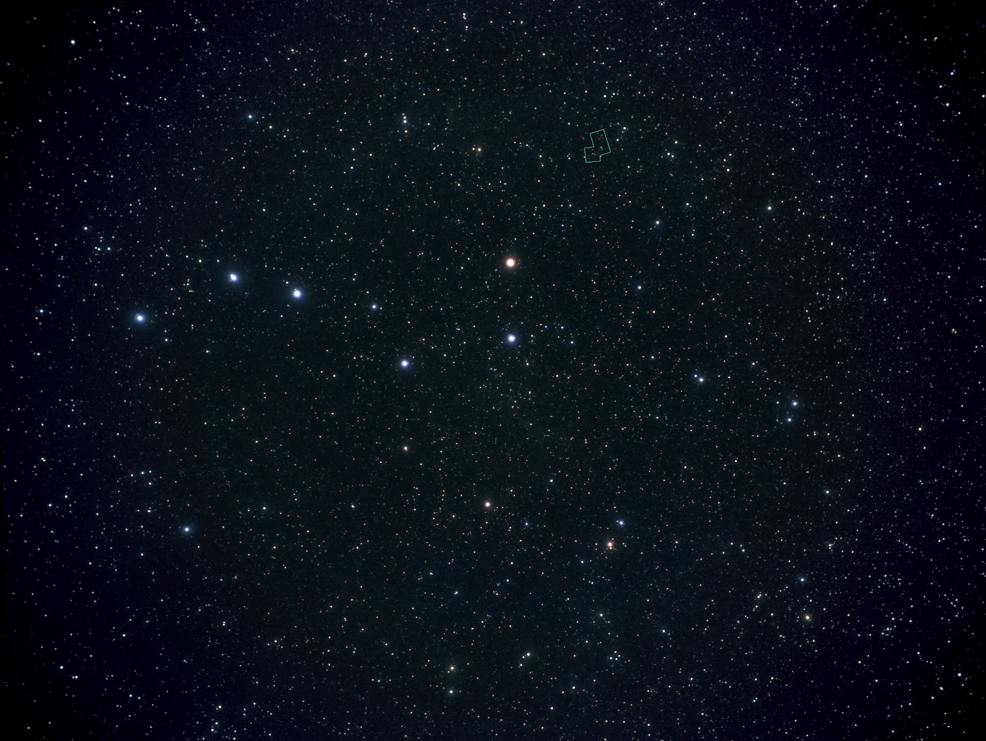 The galaxy Messier 82 is located 12 million light-years away. It appears high in the northern spring sky in the direction of the constellation Ursa Major, the Great Bear. Here Ursa Major is seen in a ground-based image taken by Akira Fujii.